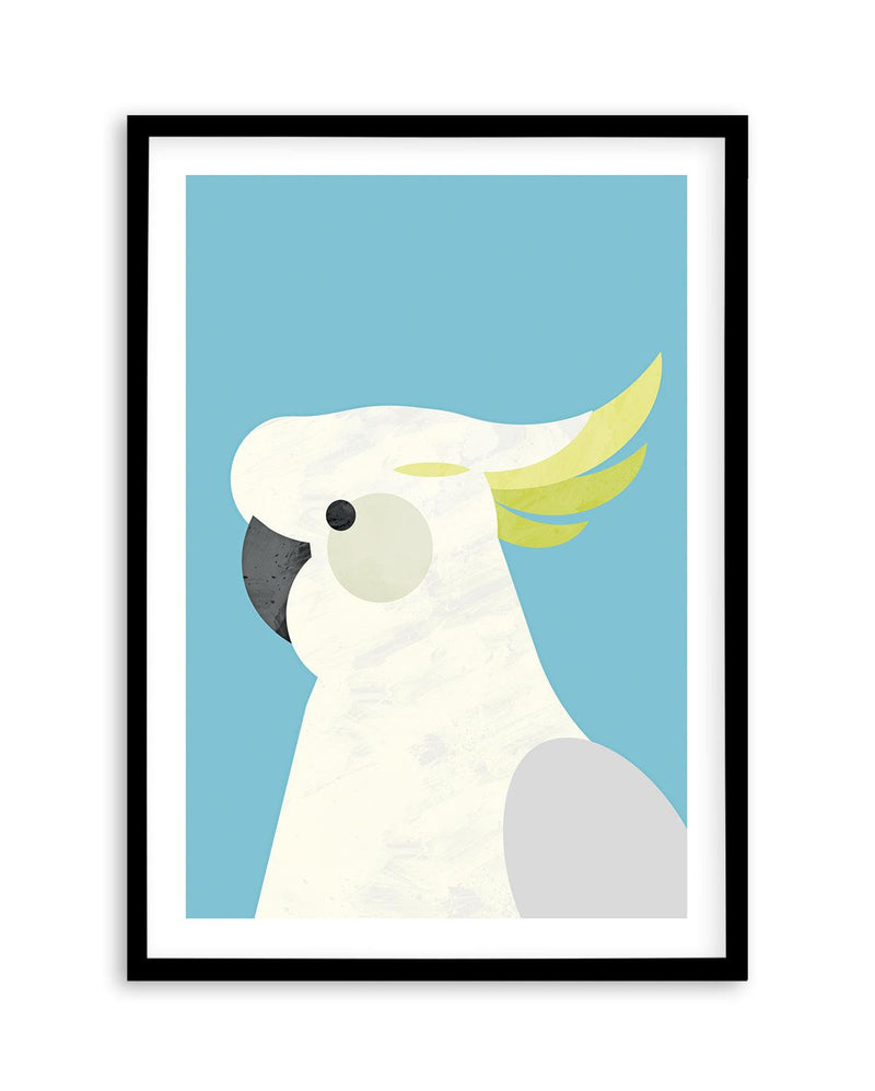 Cockatoo on Blue by Dan Hobday Art Print-PRINT-Olive et Oriel-Dan Hobday-A5 | 5.8" x 8.3" | 14.8 x 21cm-Black-With White Border-Buy-Australian-Art-Prints-Online-with-Olive-et-Oriel-Your-Artwork-Specialists-Austrailia-Decorate-With-Coastal-Photo-Wall-Art-Prints-From-Our-Beach-House-Artwork-Collection-Fine-Poster-and-Framed-Artwork