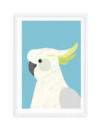 Cockatoo on Blue by Dan Hobday Art Print-PRINT-Olive et Oriel-Dan Hobday-A5 | 5.8" x 8.3" | 14.8 x 21cm-White-With White Border-Buy-Australian-Art-Prints-Online-with-Olive-et-Oriel-Your-Artwork-Specialists-Austrailia-Decorate-With-Coastal-Photo-Wall-Art-Prints-From-Our-Beach-House-Artwork-Collection-Fine-Poster-and-Framed-Artwork