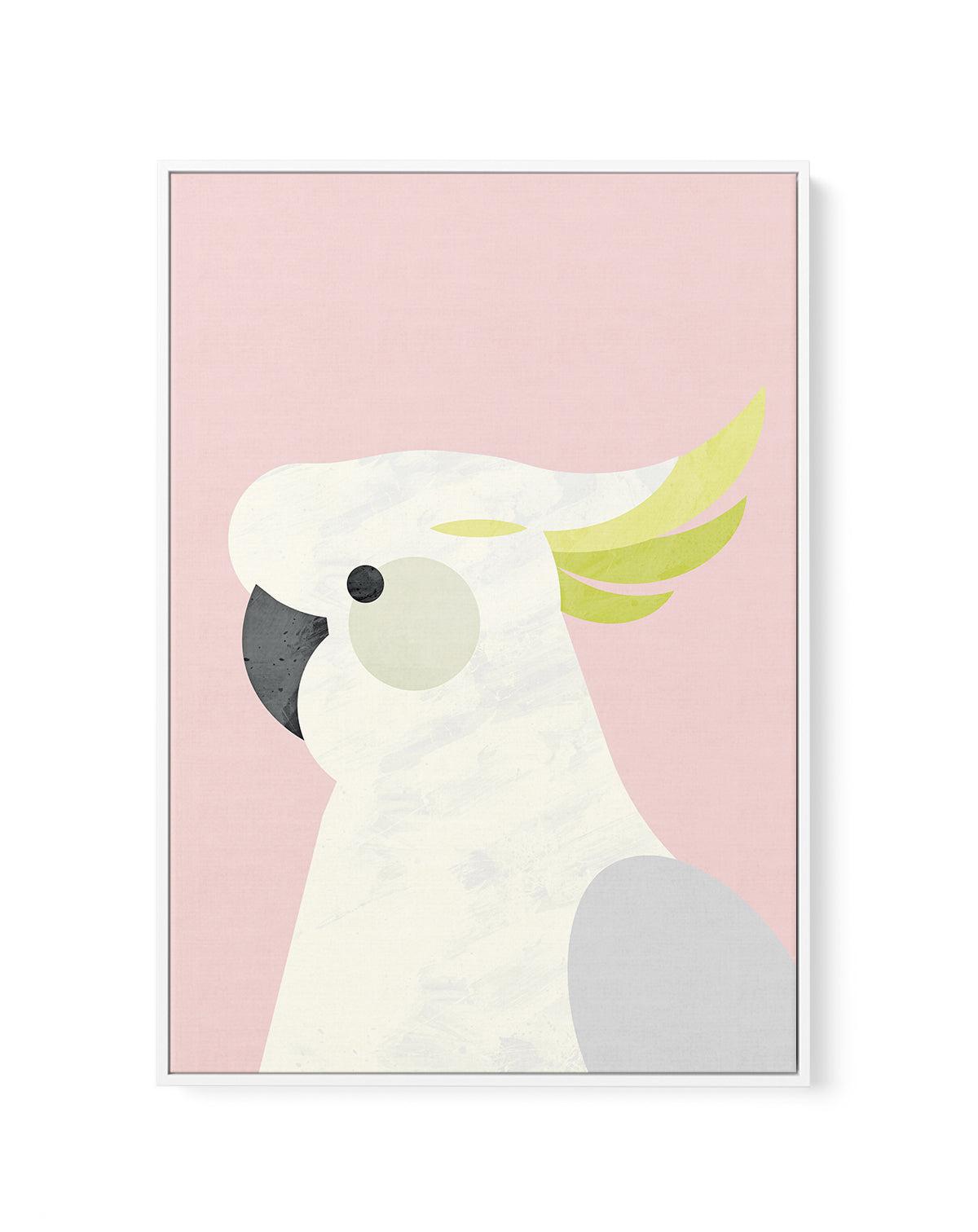 Cockatoo on Pink by Dan Hobday | Framed Canvas-CANVAS-You can shop wall art online with Olive et Oriel for everything from abstract art to fun kids wall art. Our beautiful modern art prints and canvas art are available from large canvas prints to wall art paintings and our proudly Australian artwork collection offers only the highest quality framed large wall art and canvas art Australia - You can buy fashion photography prints or Hampton print posters and paintings on canvas from Olive et Oriel