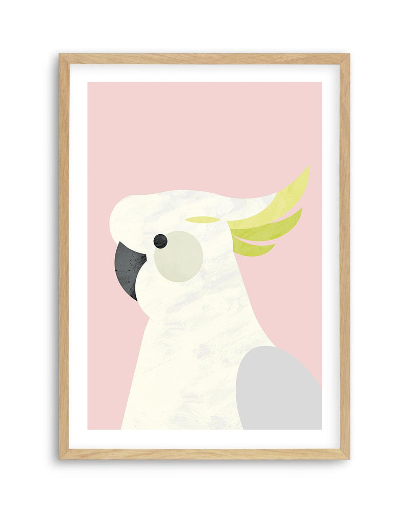 Cockatoo on Pink by Dan Hobday Art Print-PRINT-Olive et Oriel-Dan Hobday-A5 | 5.8" x 8.3" | 14.8 x 21cm-Oak-With White Border-Buy-Australian-Art-Prints-Online-with-Olive-et-Oriel-Your-Artwork-Specialists-Austrailia-Decorate-With-Coastal-Photo-Wall-Art-Prints-From-Our-Beach-House-Artwork-Collection-Fine-Poster-and-Framed-Artwork