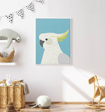 Cockatoo on Blue by Dan Hobday | Framed Canvas-CANVAS-You can shop wall art online with Olive et Oriel for everything from abstract art to fun kids wall art. Our beautiful modern art prints and canvas art are available from large canvas prints to wall art paintings and our proudly Australian artwork collection offers only the highest quality framed large wall art and canvas art Australia - You can buy fashion photography prints or Hampton print posters and paintings on canvas from Olive et Oriel