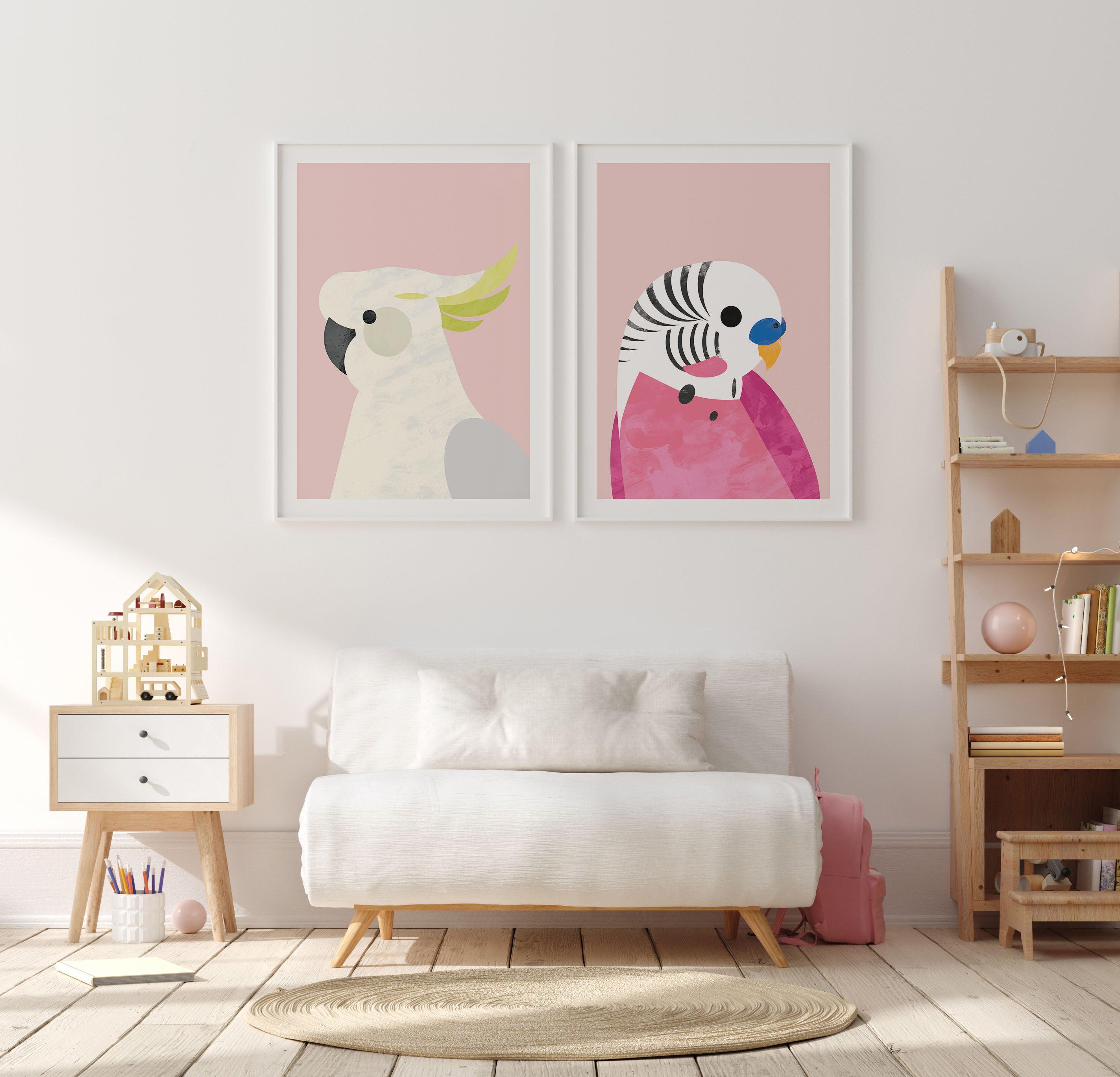 Cockatoo on Pink by Dan Hobday Art Print-PRINT-Olive et Oriel-Dan Hobday-Buy-Australian-Art-Prints-Online-with-Olive-et-Oriel-Your-Artwork-Specialists-Austrailia-Decorate-With-Coastal-Photo-Wall-Art-Prints-From-Our-Beach-House-Artwork-Collection-Fine-Poster-and-Framed-Artwork