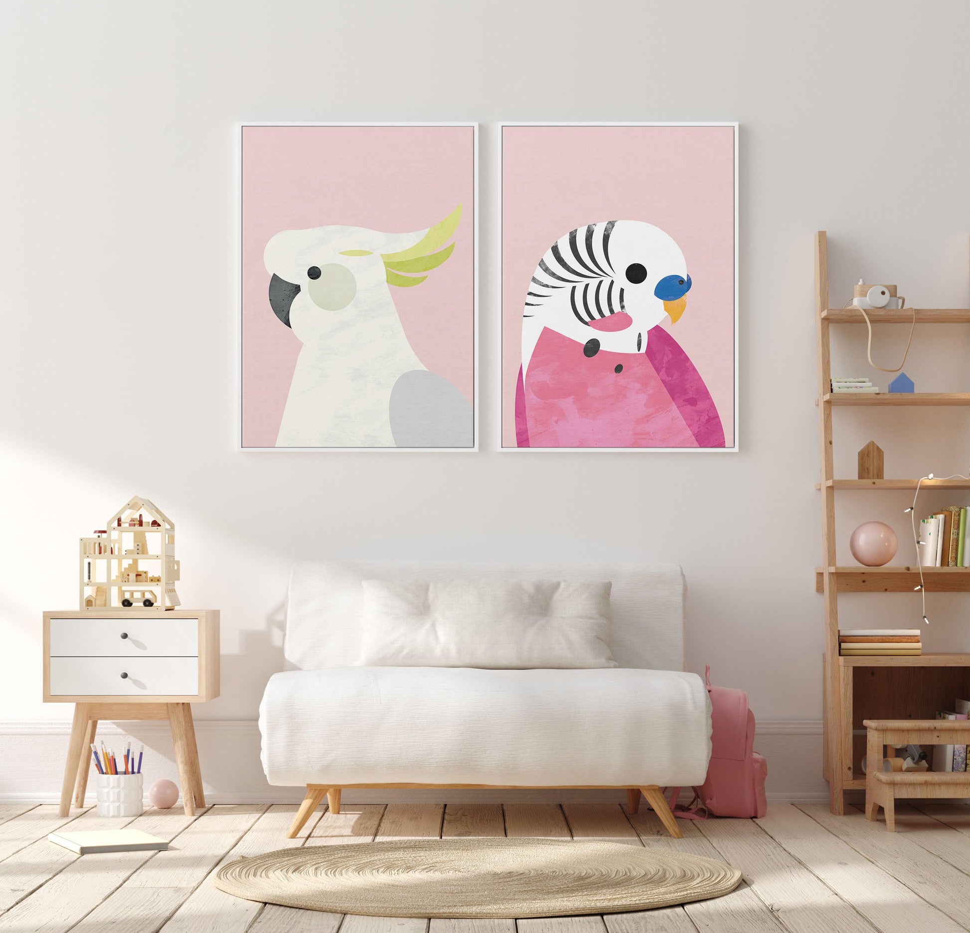 Cockatoo on Pink by Dan Hobday | Framed Canvas-CANVAS-You can shop wall art online with Olive et Oriel for everything from abstract art to fun kids wall art. Our beautiful modern art prints and canvas art are available from large canvas prints to wall art paintings and our proudly Australian artwork collection offers only the highest quality framed large wall art and canvas art Australia - You can buy fashion photography prints or Hampton print posters and paintings on canvas from Olive et Oriel