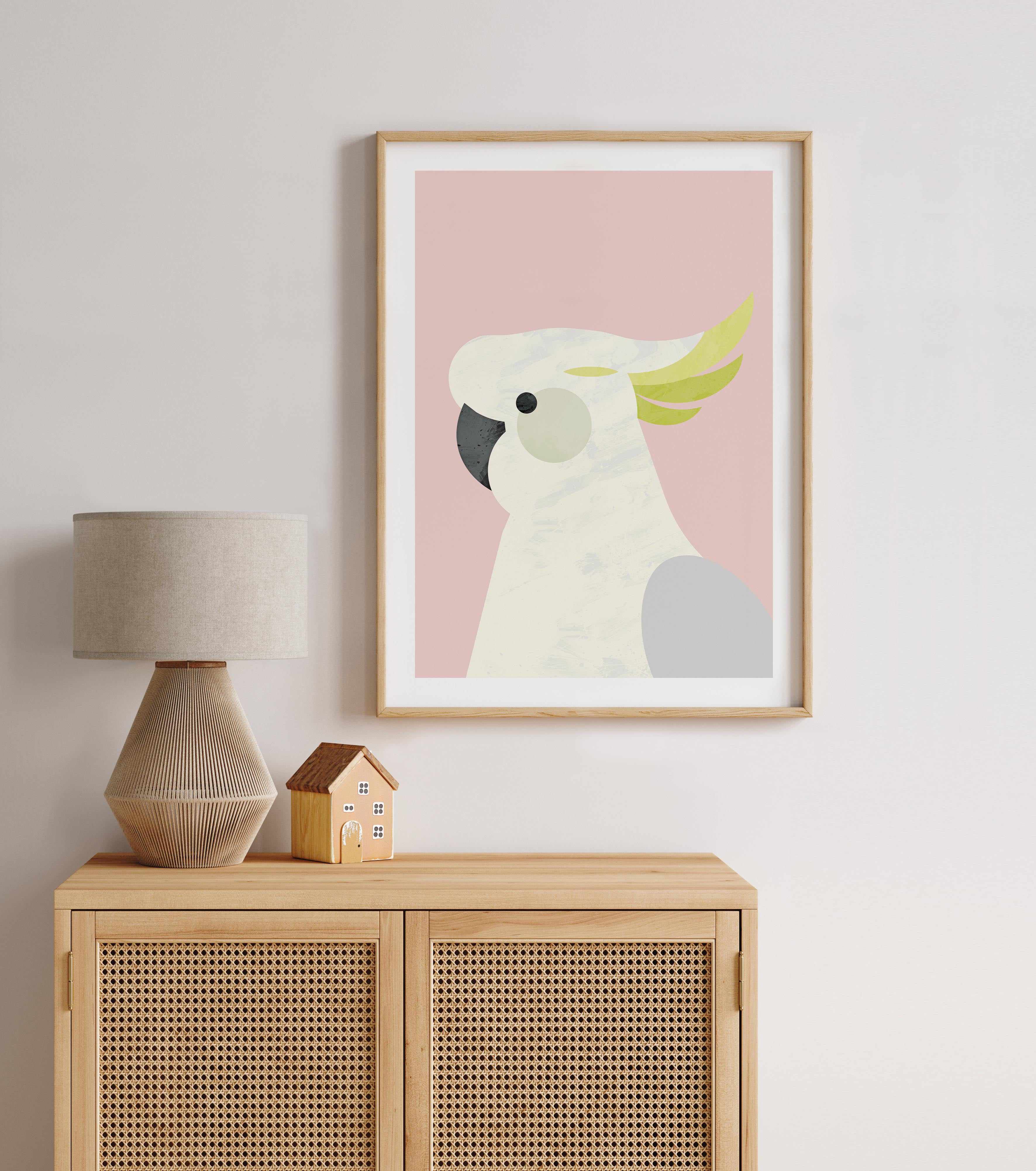 Cockatoo on Pink by Dan Hobday Art Print-PRINT-Olive et Oriel-Dan Hobday-Buy-Australian-Art-Prints-Online-with-Olive-et-Oriel-Your-Artwork-Specialists-Austrailia-Decorate-With-Coastal-Photo-Wall-Art-Prints-From-Our-Beach-House-Artwork-Collection-Fine-Poster-and-Framed-Artwork