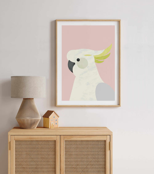 Cockatoo on Pink by Dan Hobday Art Print-PRINT-Olive et Oriel-Dan Hobday-Buy-Australian-Art-Prints-Online-with-Olive-et-Oriel-Your-Artwork-Specialists-Austrailia-Decorate-With-Coastal-Photo-Wall-Art-Prints-From-Our-Beach-House-Artwork-Collection-Fine-Poster-and-Framed-Artwork