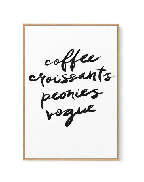 Coffee Croissants Peonies Vogue | Framed Canvas-CANVAS-You can shop wall art online with Olive et Oriel for everything from abstract art to fun kids wall art. Our beautiful modern art prints and canvas art are available from large canvas prints to wall art paintings and our proudly Australian artwork collection offers only the highest quality framed large wall art and canvas art Australia - You can buy fashion photography prints or Hampton print posters and paintings on canvas from Olive et Orie