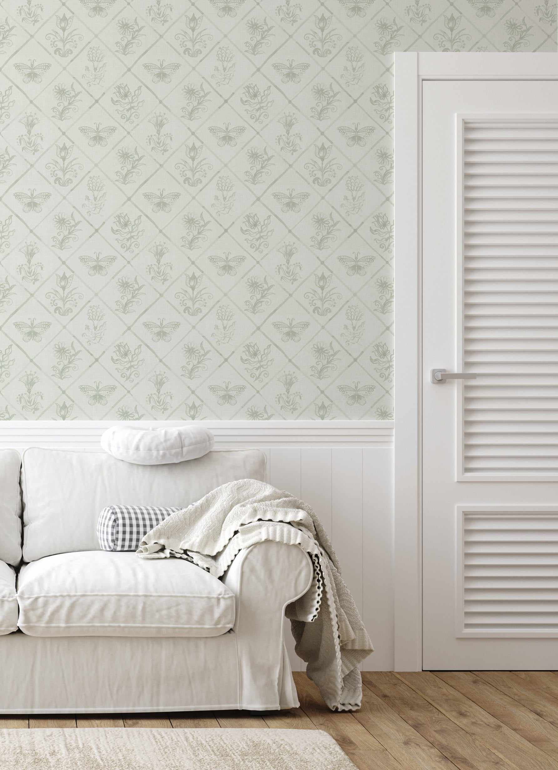 Country Diamonds Sage Green Wallpaper-Wallpaper-Buy Australian Removable Wallpaper Now Sage Green Wallpaper Peel And Stick Wallpaper Online At Olive et Oriel Custom Made Wallpapers Wall Papers Decorate Your Bedroom Living Room Kids Room or Commercial Interior