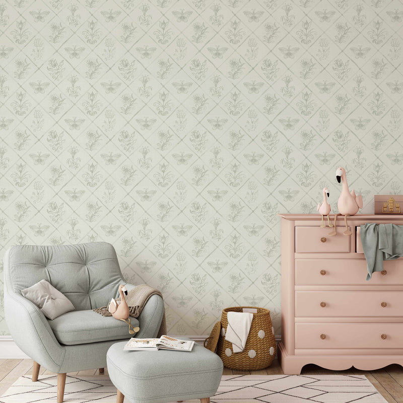 Country Diamonds Sage Green Wallpaper-Wallpaper-Buy Australian Removable Wallpaper Now Sage Green Wallpaper Peel And Stick Wallpaper Online At Olive et Oriel Custom Made Wallpapers Wall Papers Decorate Your Bedroom Living Room Kids Room or Commercial Interior