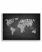 Country Names World Map | Chalkboard Art Print-PRINT-Olive et Oriel-Olive et Oriel-A5 | 5.8" x 8.3" | 14.8 x 21cm-Unframed Art Print-With White Border-Buy-Australian-Art-Prints-Online-with-Olive-et-Oriel-Your-Artwork-Specialists-Austrailia-Decorate-With-Coastal-Photo-Wall-Art-Prints-From-Our-Beach-House-Artwork-Collection-Fine-Poster-and-Framed-Artwork
