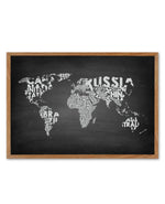 Country Names World Map | Chalkboard Art Print-PRINT-Olive et Oriel-Olive et Oriel-50x70 cm | 19.6" x 27.5"-Walnut-With White Border-Buy-Australian-Art-Prints-Online-with-Olive-et-Oriel-Your-Artwork-Specialists-Austrailia-Decorate-With-Coastal-Photo-Wall-Art-Prints-From-Our-Beach-House-Artwork-Collection-Fine-Poster-and-Framed-Artwork