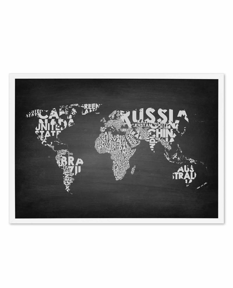 Country Names World Map | Chalkboard Art Print-PRINT-Olive et Oriel-Olive et Oriel-A5 | 5.8" x 8.3" | 14.8 x 21cm-White-With White Border-Buy-Australian-Art-Prints-Online-with-Olive-et-Oriel-Your-Artwork-Specialists-Austrailia-Decorate-With-Coastal-Photo-Wall-Art-Prints-From-Our-Beach-House-Artwork-Collection-Fine-Poster-and-Framed-Artwork