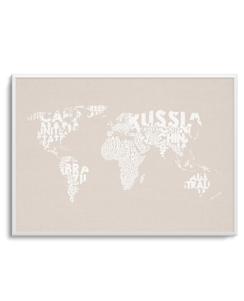 Country Names World Map on Linen Art Print-PRINT-Olive et Oriel-Olive et Oriel-A5 | 5.8" x 8.3" | 14.8 x 21cm-Unframed Art Print-With White Border-Buy-Australian-Art-Prints-Online-with-Olive-et-Oriel-Your-Artwork-Specialists-Austrailia-Decorate-With-Coastal-Photo-Wall-Art-Prints-From-Our-Beach-House-Artwork-Collection-Fine-Poster-and-Framed-Artwork