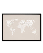 Country Names World Map on Linen Art Print-PRINT-Olive et Oriel-Olive et Oriel-A5 | 5.8" x 8.3" | 14.8 x 21cm-Black-With White Border-Buy-Australian-Art-Prints-Online-with-Olive-et-Oriel-Your-Artwork-Specialists-Austrailia-Decorate-With-Coastal-Photo-Wall-Art-Prints-From-Our-Beach-House-Artwork-Collection-Fine-Poster-and-Framed-Artwork