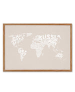 Country Names World Map on Linen Art Print-PRINT-Olive et Oriel-Olive et Oriel-50x70 cm | 19.6" x 27.5"-Walnut-With White Border-Buy-Australian-Art-Prints-Online-with-Olive-et-Oriel-Your-Artwork-Specialists-Austrailia-Decorate-With-Coastal-Photo-Wall-Art-Prints-From-Our-Beach-House-Artwork-Collection-Fine-Poster-and-Framed-Artwork