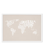 Country Names World Map on Linen Art Print-PRINT-Olive et Oriel-Olive et Oriel-A5 | 5.8" x 8.3" | 14.8 x 21cm-White-With White Border-Buy-Australian-Art-Prints-Online-with-Olive-et-Oriel-Your-Artwork-Specialists-Austrailia-Decorate-With-Coastal-Photo-Wall-Art-Prints-From-Our-Beach-House-Artwork-Collection-Fine-Poster-and-Framed-Artwork