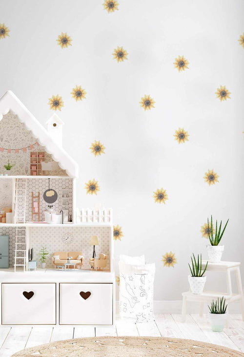 Country Sunflowers Decal Set-Decals-Olive et Oriel-Decorate your kids bedroom wall decor with removable wall decals, these fabric kids decals are a great way to add colour and update your children's bedroom. Available as girls wall decals or boys wall decals, there are also nursery decals.