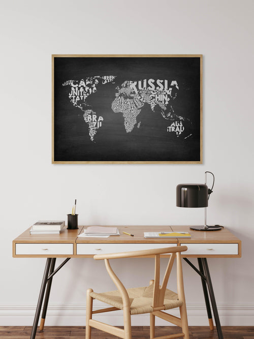 Country Names World Map | Chalkboard Art Print-PRINT-Olive et Oriel-Olive et Oriel-Buy-Australian-Art-Prints-Online-with-Olive-et-Oriel-Your-Artwork-Specialists-Austrailia-Decorate-With-Coastal-Photo-Wall-Art-Prints-From-Our-Beach-House-Artwork-Collection-Fine-Poster-and-Framed-Artwork