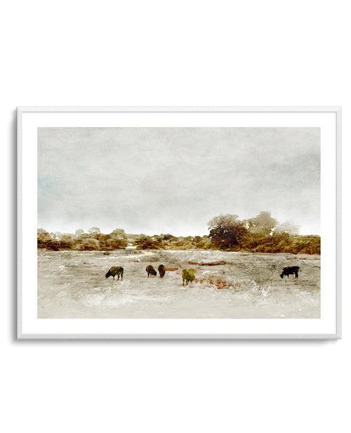 Cows by the Sea by Dan Hobday Art Print-PRINT-Olive et Oriel-Dan Hobday-A5 | 5.8" x 8.3" | 14.8 x 21cm-Unframed Art Print-With White Border-Buy-Australian-Art-Prints-Online-with-Olive-et-Oriel-Your-Artwork-Specialists-Austrailia-Decorate-With-Coastal-Photo-Wall-Art-Prints-From-Our-Beach-House-Artwork-Collection-Fine-Poster-and-Framed-Artwork