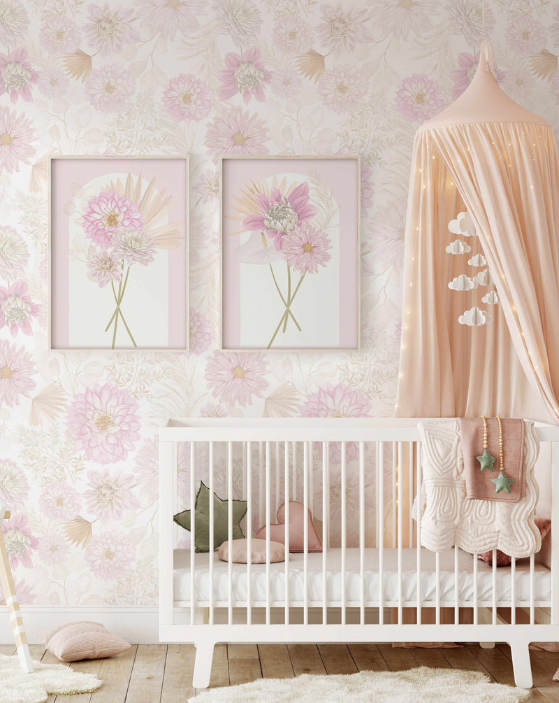 Dahlias In Bloom Wallpaper Mural-Wallpaper-Buy Kids Removable Wallpaper Online Our Custom Made Children√¢‚Ç¨‚Ñ¢s Wallpapers Are A Fun Way To Decorate And Enhance Boys Bedroom Decor And Girls Bedrooms They Are An Amazing Addition To Your Kids Bedroom Walls Our Collection of Kids Wallpaper Is Sure To Transform Your Kids Rooms Interior Style From Pink Wallpaper To Dinosaur Wallpaper Even Marble Wallpapers For Teen Boys Shop Peel And Stick Wallpaper Online Today With Olive et Oriel