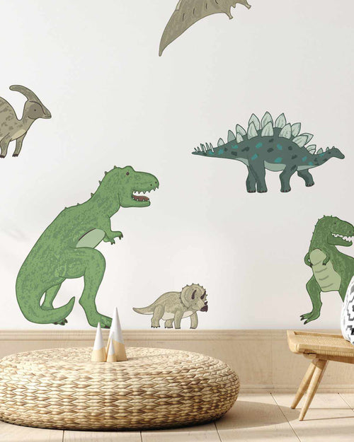 Dino-Roar Dinosaurs Decal Set-Decals-Olive et Oriel-Decorate your kids bedroom wall decor with removable wall decals, these fabric kids decals are a great way to add colour and update your children's bedroom. Available as girls wall decals or boys wall decals, there are also nursery decals.