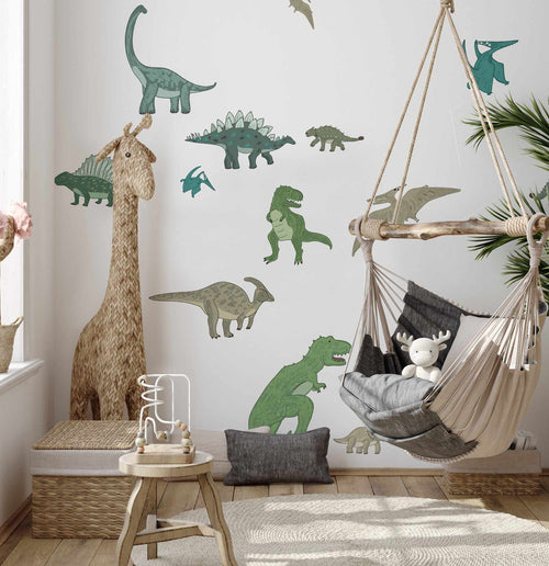 Dino-Roar Dinosaurs Decal Set-Decals-Olive et Oriel-Decorate your kids bedroom wall decor with removable wall decals, these fabric kids decals are a great way to add colour and update your children's bedroom. Available as girls wall decals or boys wall decals, there are also nursery decals.