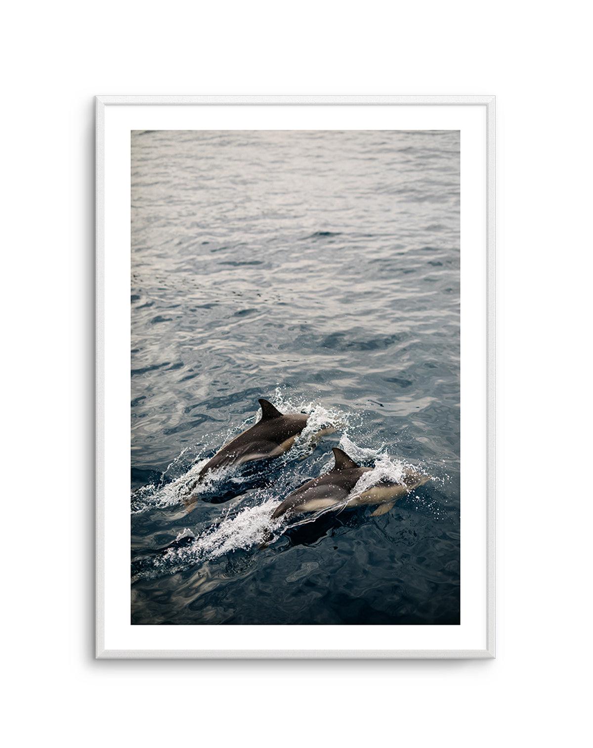 Dolphins in Antiparos, Greece by Jovani Demetrie Art Print-Shop Greece Wall Art Prints Online with Olive et Oriel - Our collection of Greek Islands art prints offer unique wall art including blue domes of Santorini in Oia, mediterranean sea prints and incredible posters from Milos and other Greece landscape photography - this collection will add mediterranean blue to your home, perfect for updating the walls in coastal, beach house style. There is Greece art on canvas and extra large wall art wi