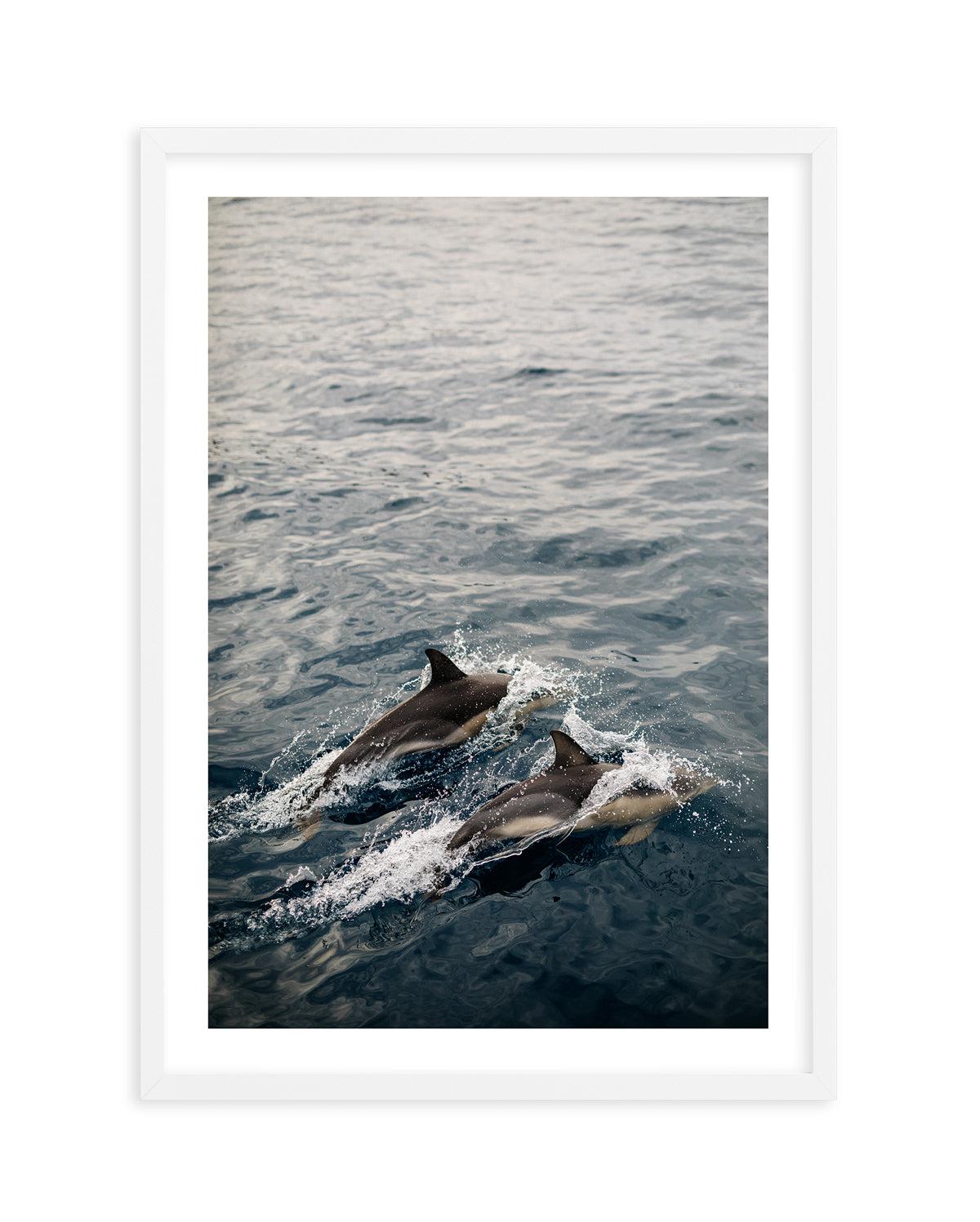 Dolphins in Antiparos, Greece by Jovani Demetrie Art Print-Shop Greece Wall Art Prints Online with Olive et Oriel - Our collection of Greek Islands art prints offer unique wall art including blue domes of Santorini in Oia, mediterranean sea prints and incredible posters from Milos and other Greece landscape photography - this collection will add mediterranean blue to your home, perfect for updating the walls in coastal, beach house style. There is Greece art on canvas and extra large wall art wi