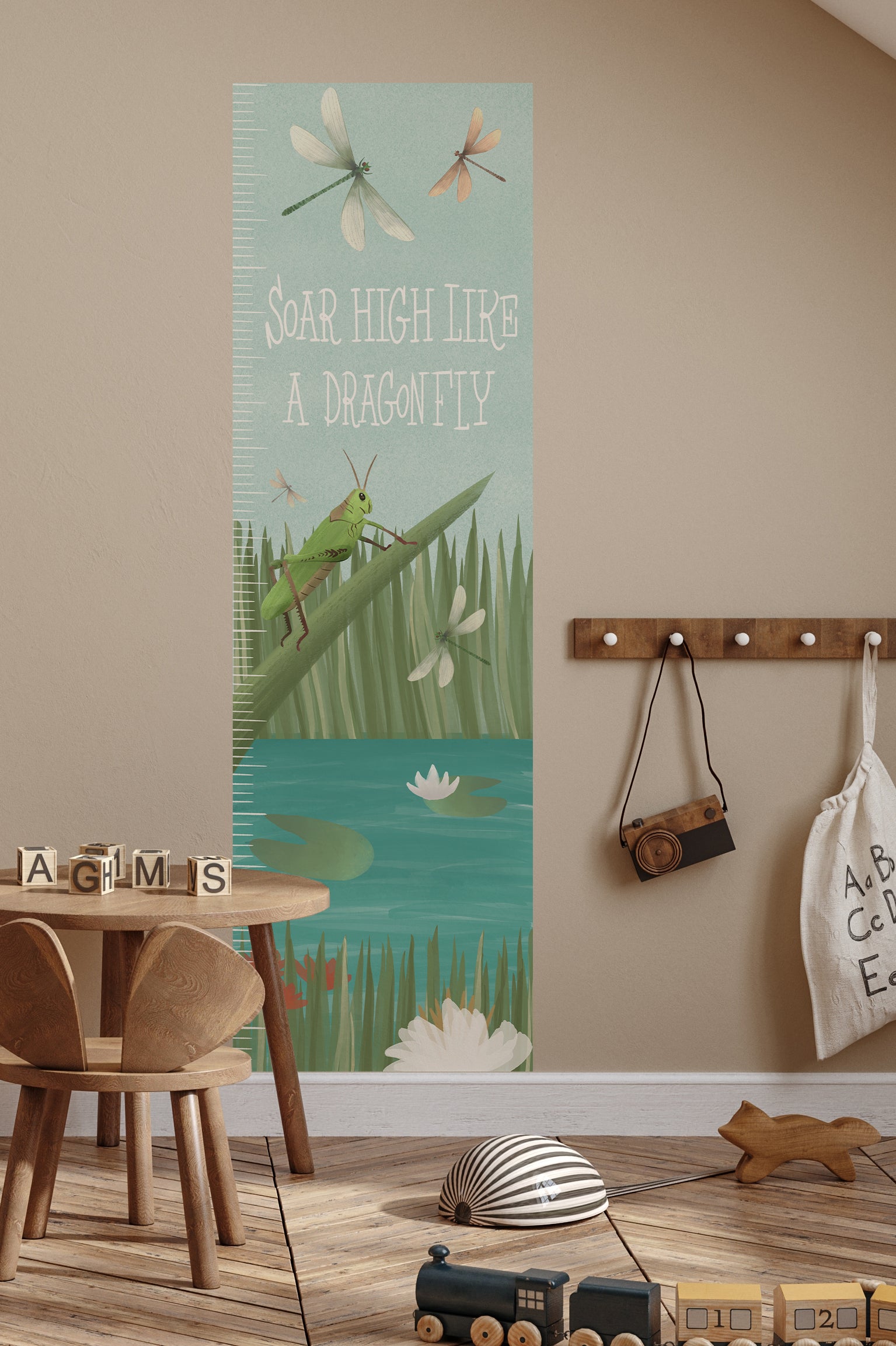 Soar High like a Dragonfly Height Chart Decal