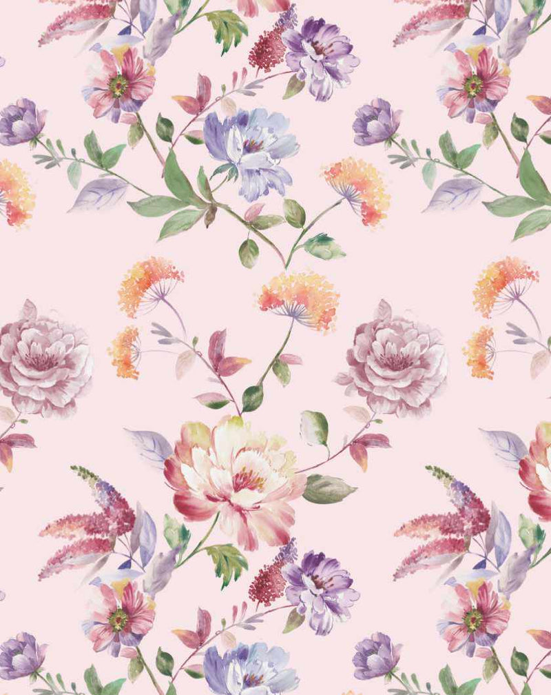English Rose Floral Stick On Self-adhesive Designer Fabric Wallpaper ...
