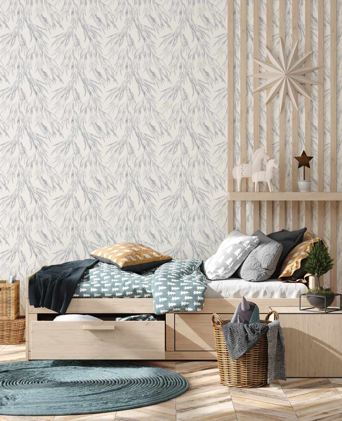 Eucalyptus Leaves 'Blue Grey' Wallpaper - Olive et Oriel