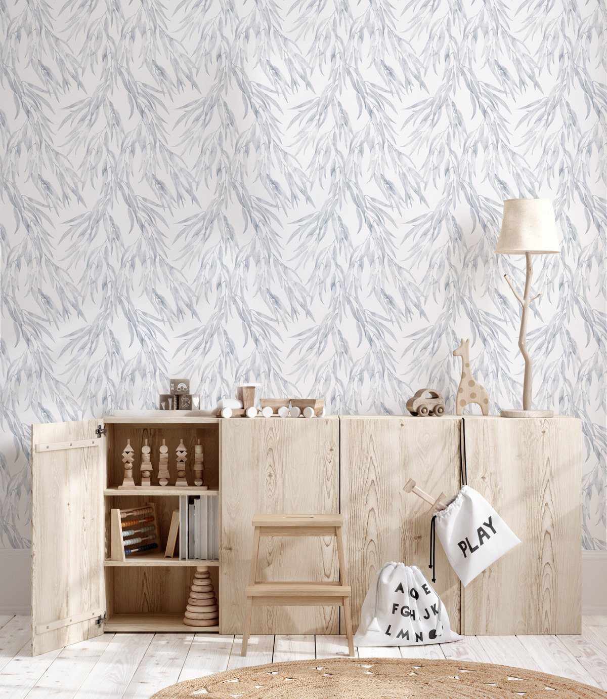 Eucalyptus Leaves 'Blue Grey' Wallpaper - Olive et Oriel