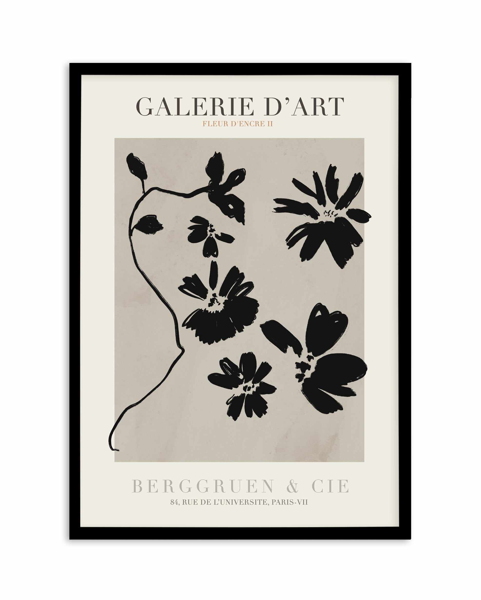 Fleur D'Encre II Art Print-PRINT-Olive et Oriel-Olive et Oriel-A5 | 5.8" x 8.3" | 14.8 x 21cm-Black-With White Border-Buy-Australian-Art-Prints-Online-with-Olive-et-Oriel-Your-Artwork-Specialists-Austrailia-Decorate-With-Coastal-Photo-Wall-Art-Prints-From-Our-Beach-House-Artwork-Collection-Fine-Poster-and-Framed-Artwork