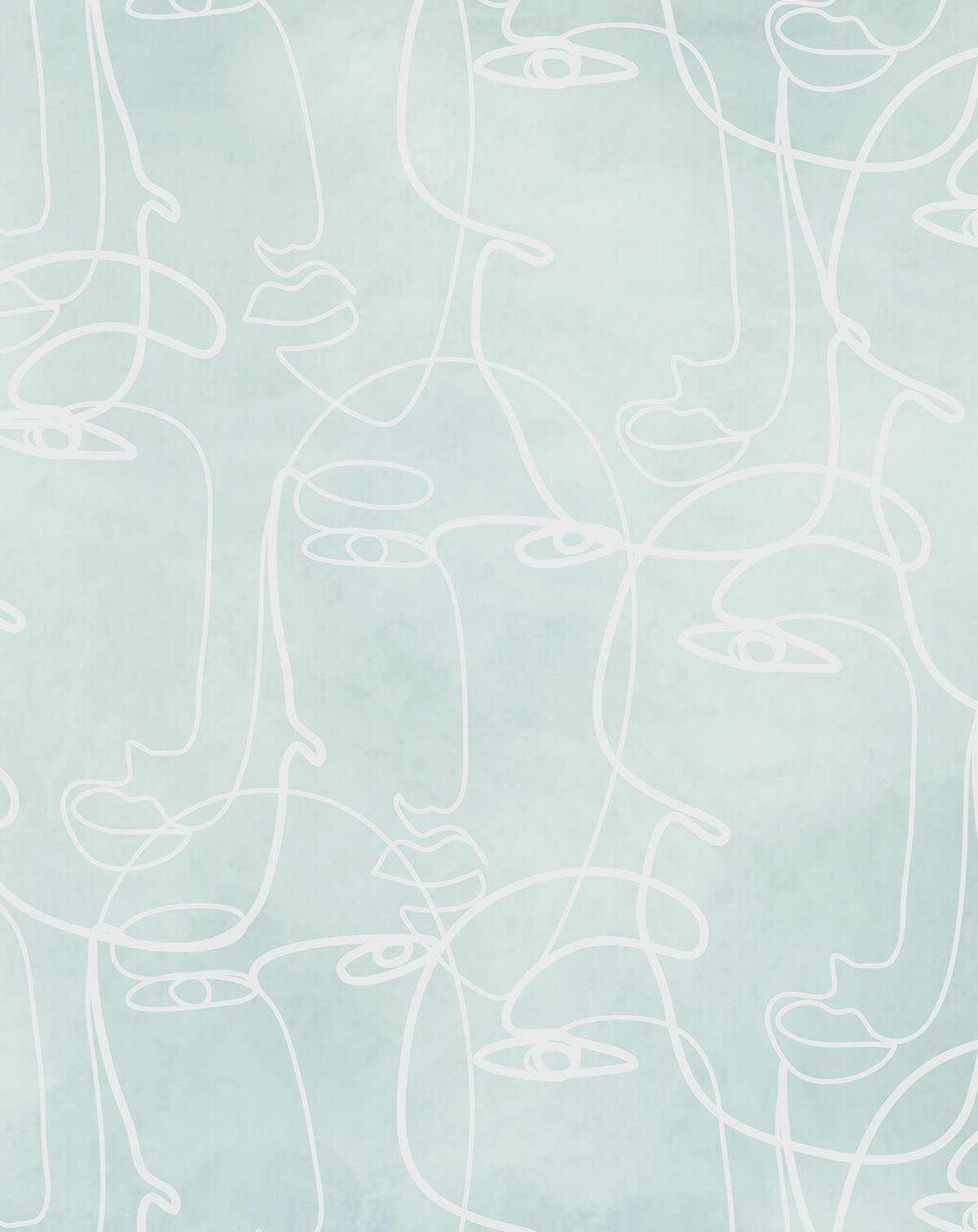 Faces in Seafoam Wallpaper - Olive et Oriel