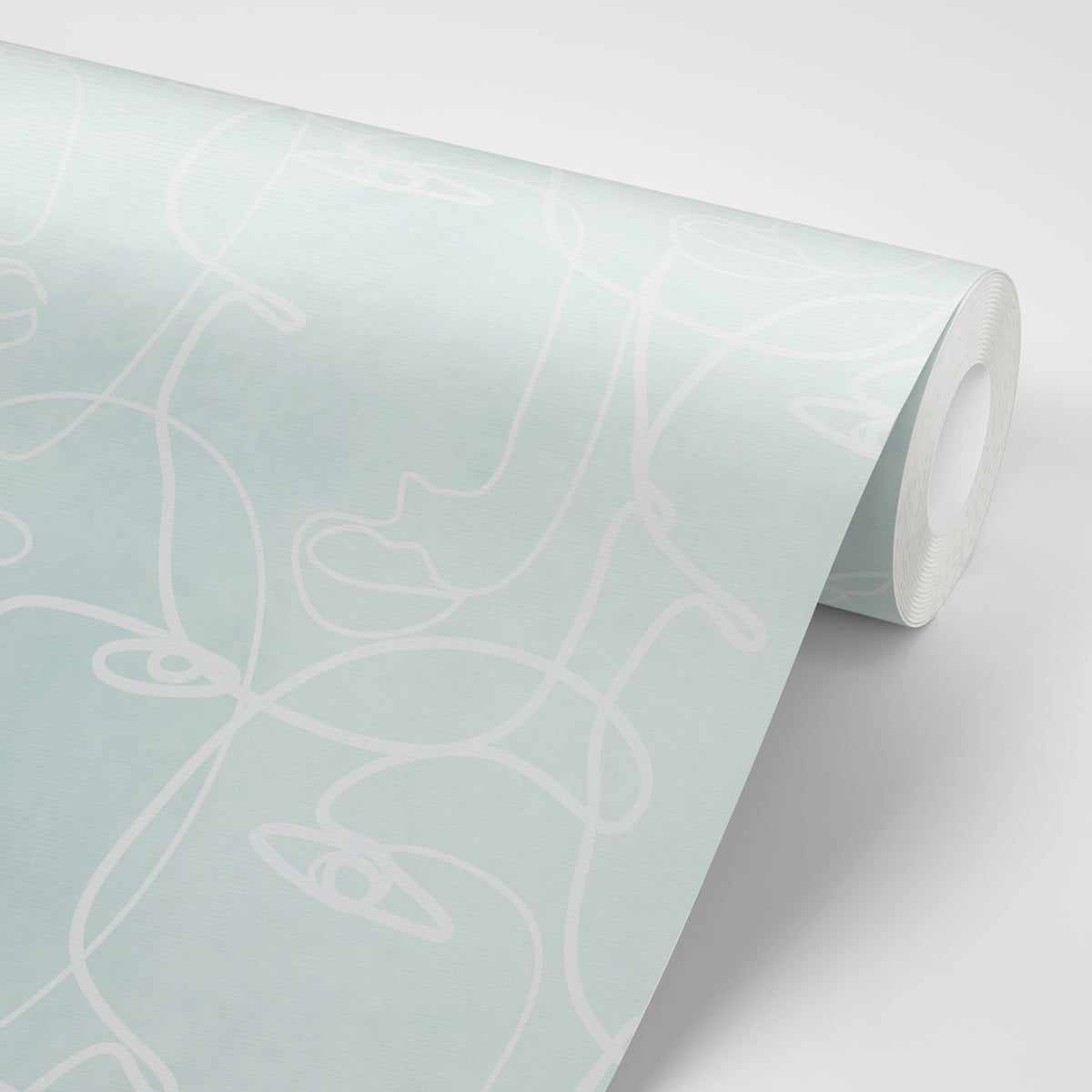 Faces in Seafoam Wallpaper - Olive et Oriel