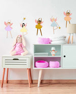 Fairy Ballerina Decal Set-Decals-Olive et Oriel-Decorate your kids bedroom wall decor with removable wall decals, these fabric kids decals are a great way to add colour and update your children's bedroom. Available as girls wall decals or boys wall decals, there are also nursery decals.