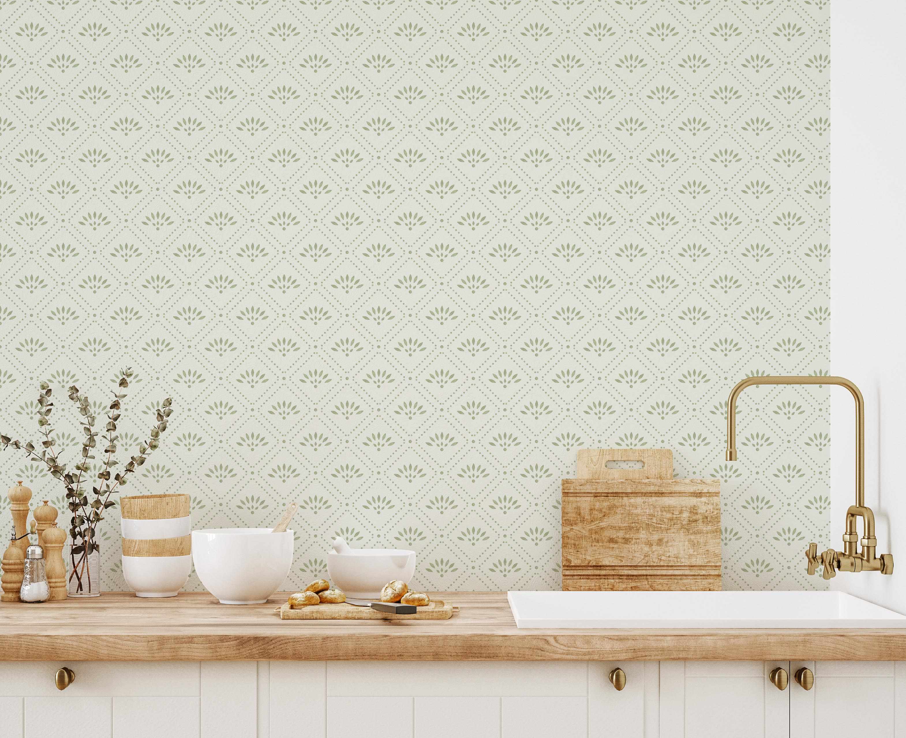 Farmhouse Diamonds Sage Green Wallpaper-Wallpaper-Buy Australian Removable Wallpaper Now Sage Green Wallpaper Peel And Stick Wallpaper Online At Olive et Oriel Custom Made Wallpapers Wall Papers Decorate Your Bedroom Living Room Kids Room or Commercial Interior