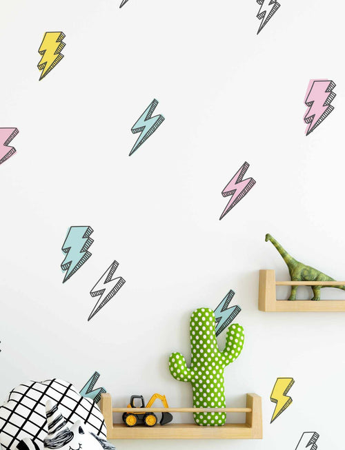 Fast as Lightning Decal Set-Decals-Olive et Oriel-Decorate your kids bedroom wall decor with removable wall decals, these fabric kids decals are a great way to add colour and update your children's bedroom. Available as girls wall decals or boys wall decals, there are also nursery decals.