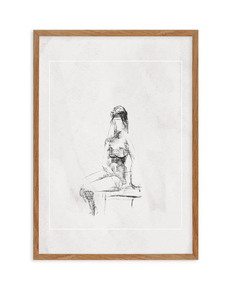 Femme in Charcoal II Art Print-PRINT-Olive et Oriel-Olive et Oriel-50x70 cm | 19.6" x 27.5"-Walnut-With White Border-Buy-Australian-Art-Prints-Online-with-Olive-et-Oriel-Your-Artwork-Specialists-Austrailia-Decorate-With-Coastal-Photo-Wall-Art-Prints-From-Our-Beach-House-Artwork-Collection-Fine-Poster-and-Framed-Artwork