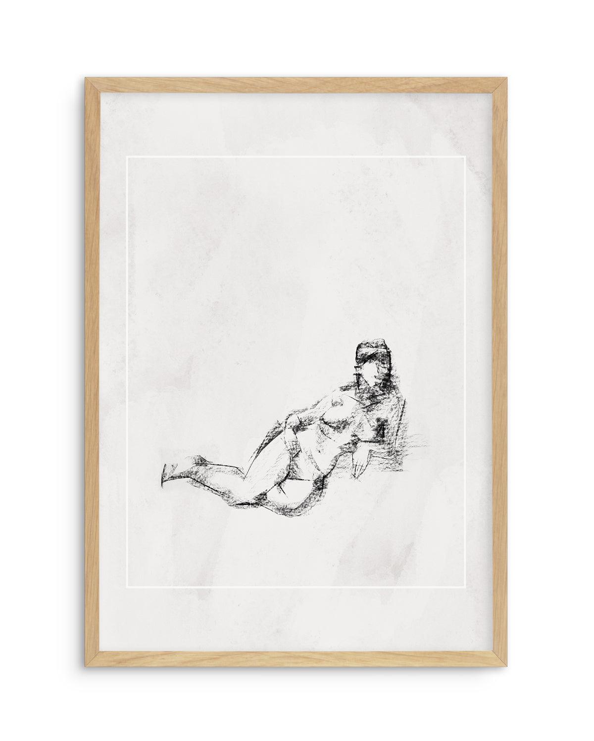 Femme in Charcoal III Art Print-PRINT-Olive et Oriel-Olive et Oriel-A5 | 5.8" x 8.3" | 14.8 x 21cm-Oak-With White Border-Buy-Australian-Art-Prints-Online-with-Olive-et-Oriel-Your-Artwork-Specialists-Austrailia-Decorate-With-Coastal-Photo-Wall-Art-Prints-From-Our-Beach-House-Artwork-Collection-Fine-Poster-and-Framed-Artwork