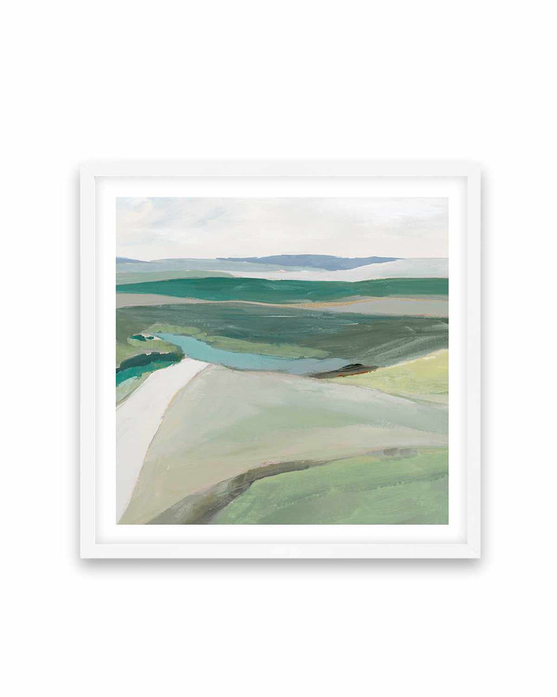 Fields of Green II Art Print-PRINT-Order sage mint green framed abstract painting wall art prints online with Olive et Oriel Australia