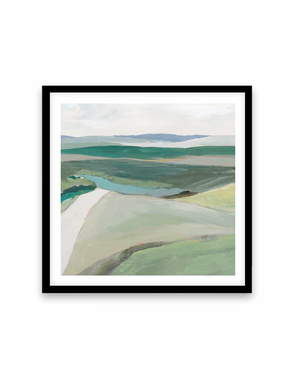 Fields of Green II Art Print-PRINT-Order sage mint green framed abstract painting wall art prints online with Olive et Oriel Australia