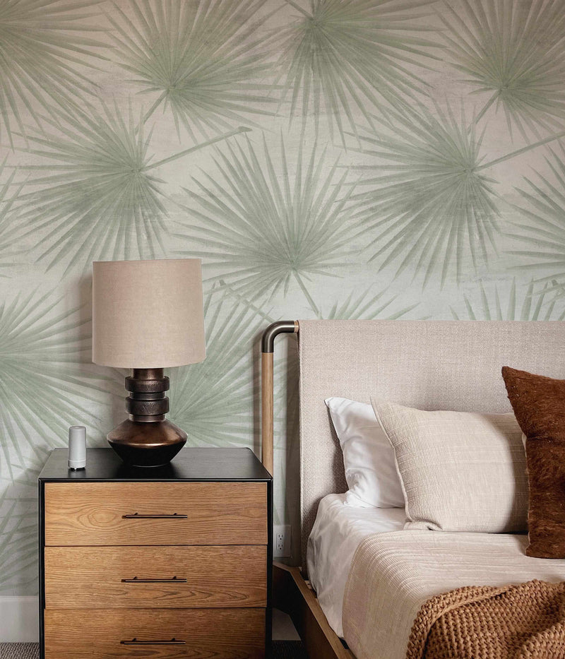 Florida Palm Sage Green Wallpaper-Wallpaper-Buy Australian Removable Wallpaper Now Sage Green Wallpaper Peel And Stick Wallpaper Online At Olive et Oriel Custom Made Wallpapers Wall Papers Decorate Your Bedroom Living Room Kids Room or Commercial Interior