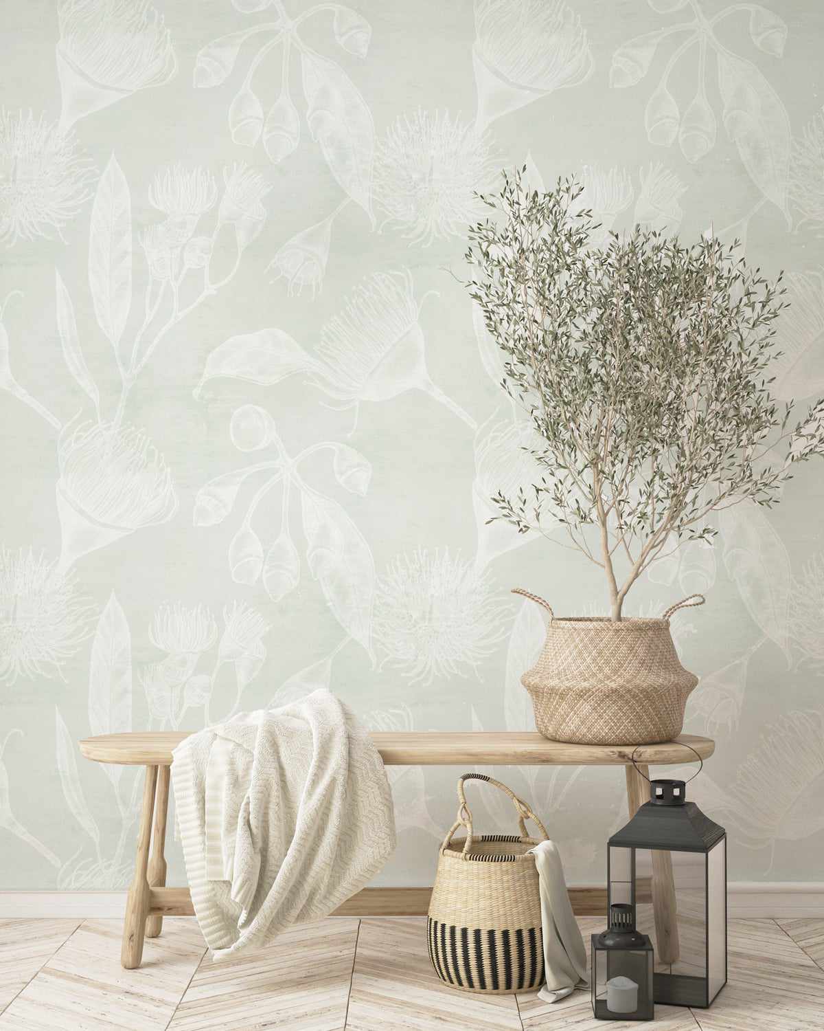 Flowering Gum in Neutral Wallpaper-Wallpaper-Buy Australian Removable Wallpaper Now Sage Green Wallpaper Peel And Stick Wallpaper Online At Olive et Oriel Custom Made Wallpapers Wall Papers Decorate Your Bedroom Living Room Kids Room or Commercial Interior