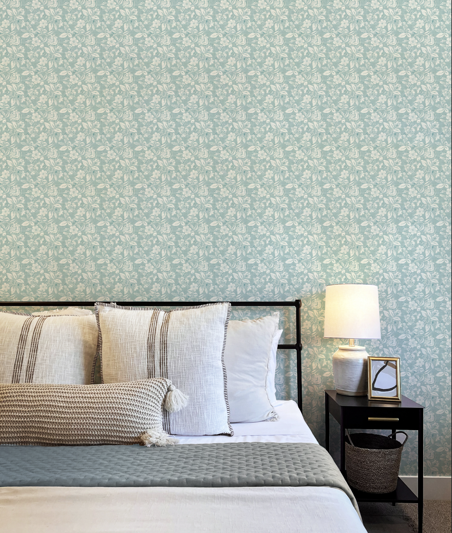 Folklore Light Teal Blue Wallpaper