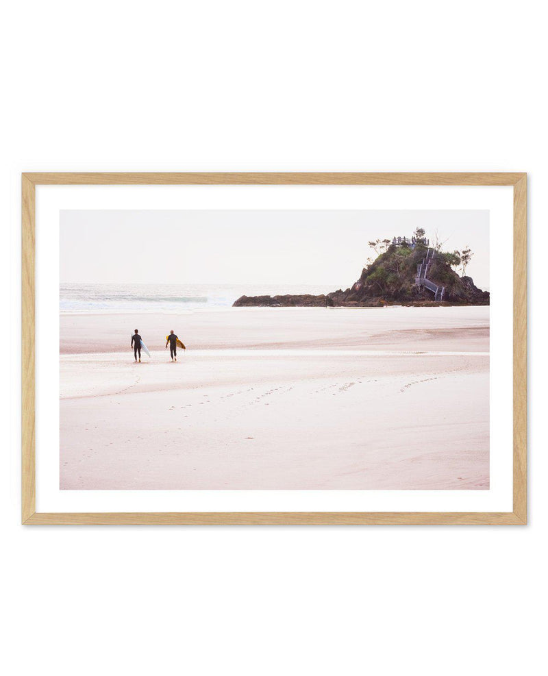 Footprints in the Sand, The Pass Art Print-PRINT-Olive et Oriel-Olive et Oriel-A5 | 5.8" x 8.3" | 14.8 x 21cm-Oak-With White Border-Buy-Australian-Art-Prints-Online-with-Olive-et-Oriel-Your-Artwork-Specialists-Austrailia-Decorate-With-Coastal-Photo-Wall-Art-Prints-From-Our-Beach-House-Artwork-Collection-Fine-Poster-and-Framed-Artwork