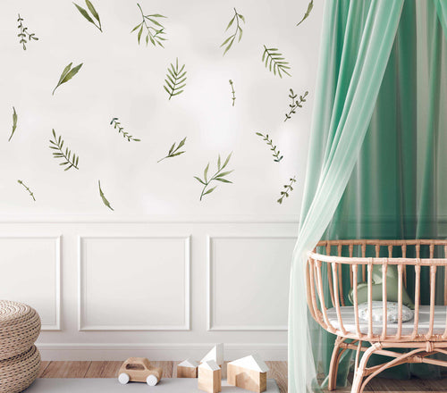 Forest Leaves Decal Set-Decals-Olive et Oriel-Decorate your kids bedroom wall decor with removable wall decals, these fabric kids decals are a great way to add colour and update your children's bedroom. Available as girls wall decals or boys wall decals, there are also nursery decals.
