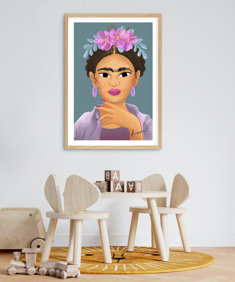 Frida Kahlo on Teal Art Print-PRINT-Olive et Oriel-Kristin-Buy-Australian-Art-Prints-Online-with-Olive-et-Oriel-Your-Artwork-Specialists-Austrailia-Decorate-With-Coastal-Photo-Wall-Art-Prints-From-Our-Beach-House-Artwork-Collection-Fine-Poster-and-Framed-Artwork