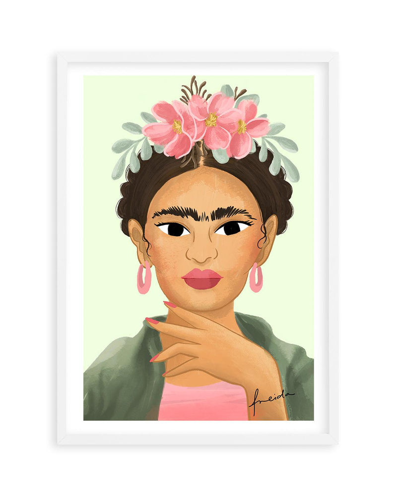 Frida Kahlo on Sage Art Print-PRINT-Olive et Oriel-Kristin-A5 | 5.8" x 8.3" | 14.8 x 21cm-White-With White Border-Buy-Australian-Art-Prints-Online-with-Olive-et-Oriel-Your-Artwork-Specialists-Austrailia-Decorate-With-Coastal-Photo-Wall-Art-Prints-From-Our-Beach-House-Artwork-Collection-Fine-Poster-and-Framed-Artwork