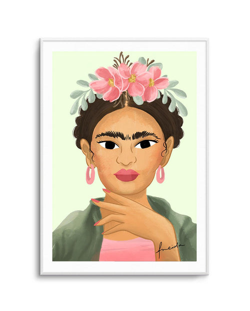 Frida Kahlo on Sage Art Print-PRINT-Olive et Oriel-Kristin-A5 | 5.8" x 8.3" | 14.8 x 21cm-Unframed Art Print-With White Border-Buy-Australian-Art-Prints-Online-with-Olive-et-Oriel-Your-Artwork-Specialists-Austrailia-Decorate-With-Coastal-Photo-Wall-Art-Prints-From-Our-Beach-House-Artwork-Collection-Fine-Poster-and-Framed-Artwork