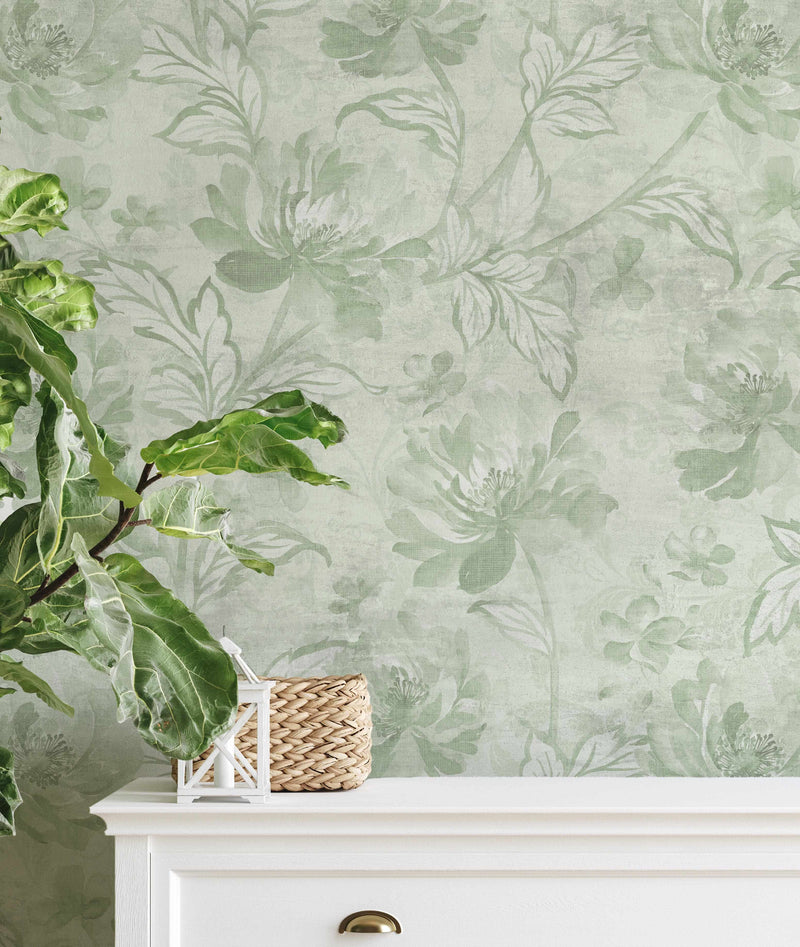 French Garden Sage Green Wallpaper-Wallpaper-Buy Australian Removable Wallpaper Now Sage Green Wallpaper Peel And Stick Wallpaper Online At Olive et Oriel Custom Made Wallpapers Wall Papers Decorate Your Bedroom Living Room Kids Room or Commercial Interior
